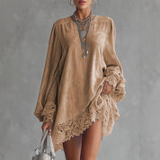 Effen kleur jurk met kant