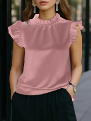 Stijlvolle Mouwloze Top Met Elegante Gegolfde Mouwen Veelzijdig En Perfect Voor Op Kantoor