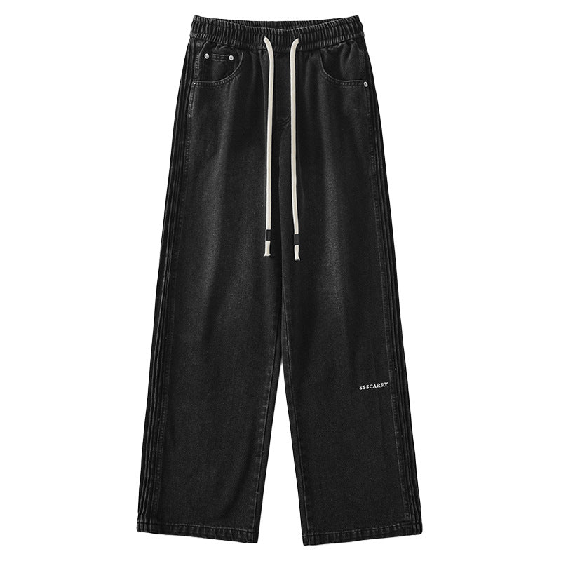 Jeans met elastische taille met rimpelontwerp aan de zijkant