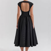 Rugloze ronde hals mouwloze tankjurk dames midi-jurk