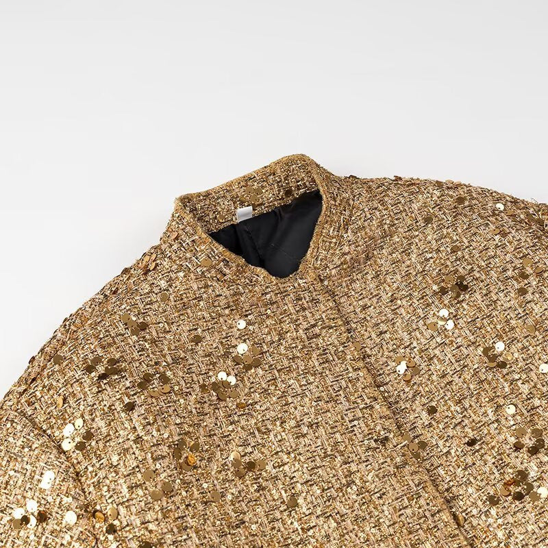 Sequin Tweed Jacket met Luxe Glinsterende Afwerking