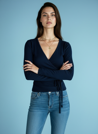 Wrap top met striksluiting