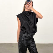 Stijlvolle minimalistische losvallende casual mouwloze top voor dames