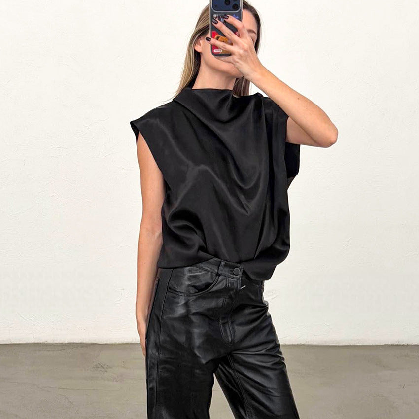 Stijlvolle minimalistische losvallende casual mouwloze top voor dames
