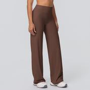High-Waist Yoga Wide-Leg Pants met Zachte Brushed Finish