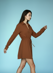 Dames Jumpsuit met Lange Mouwen & Knopen – Shirt Dress Look