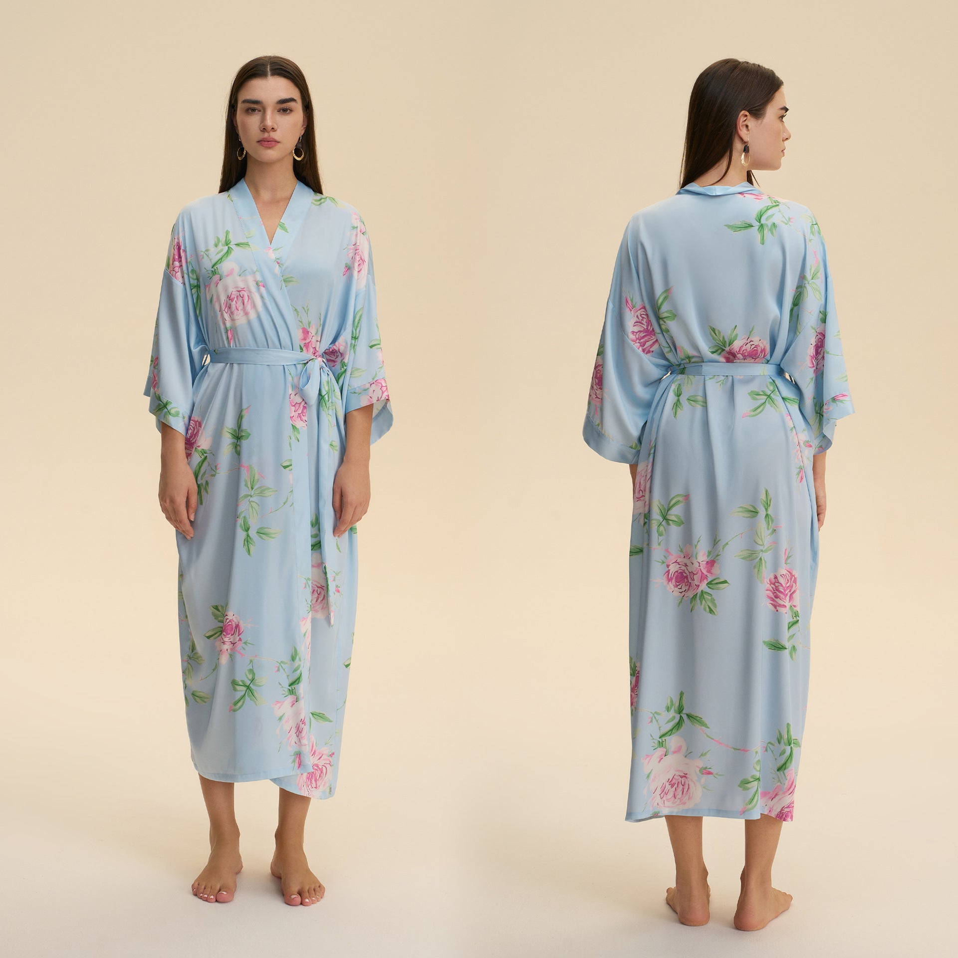 Nieuwe satijnen plus size pyjama voor dames lichtgewicht loungewear gewaad