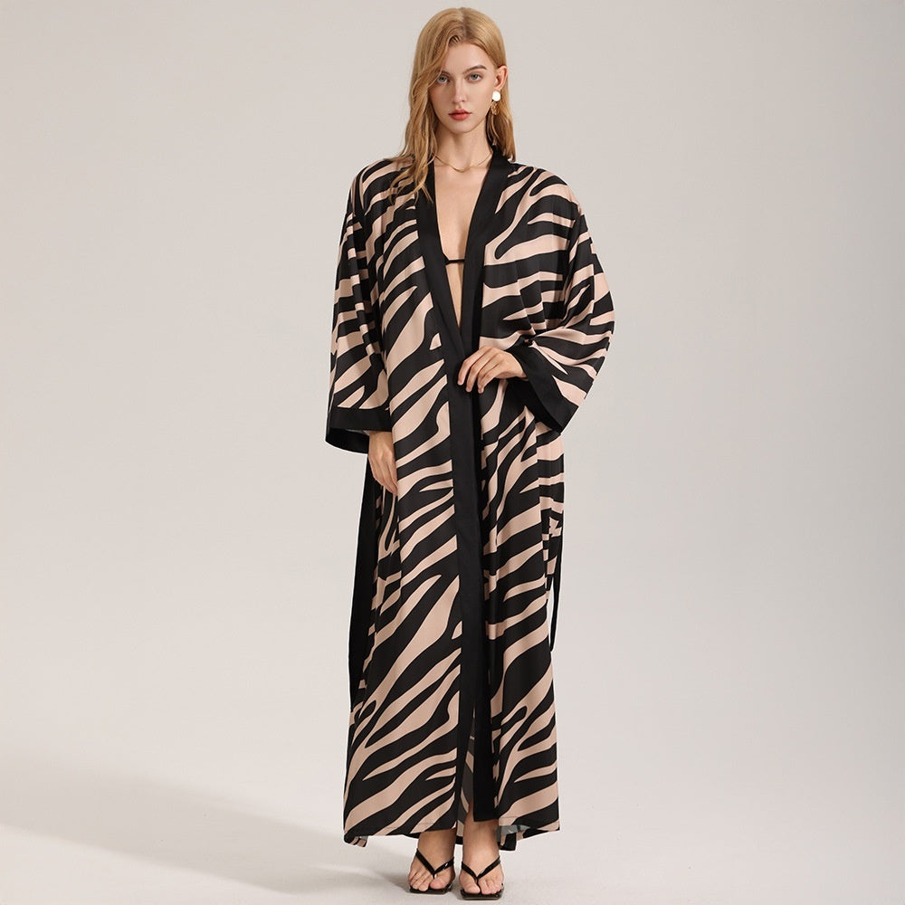 Herfst chiffon pyjama voor dames ademend ontwerp met lange mouwen en zebrapatroon