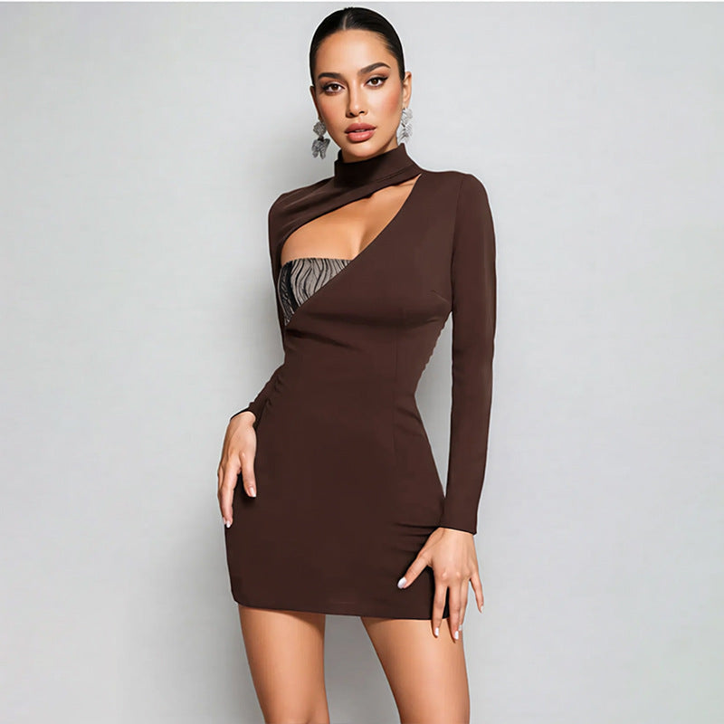 Bodycon-jurk Voor Dames Met Verfraaide Uitgeholde Panelen En Gesplitste Details