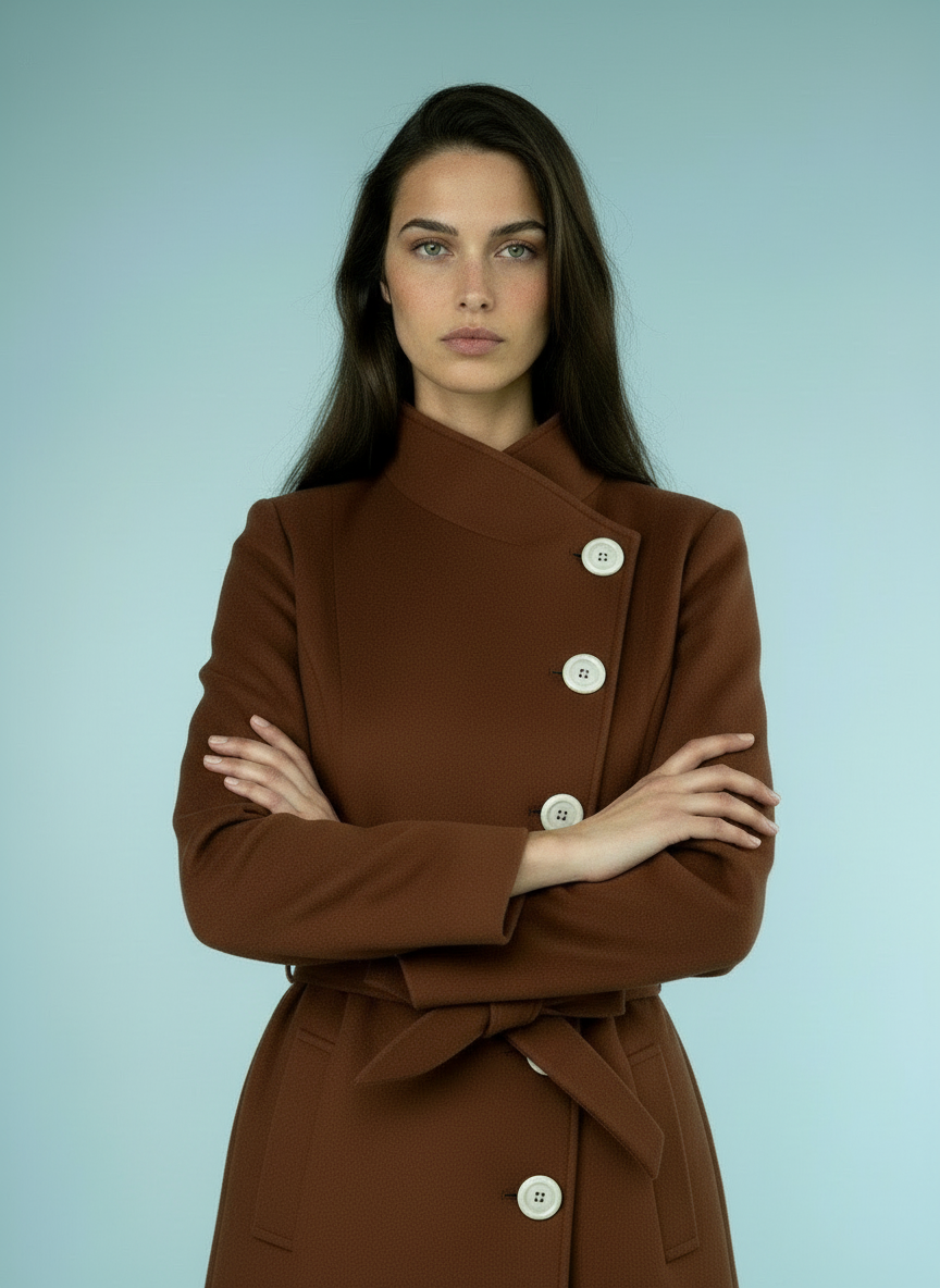 Elegante Single-Breasted Mantel met Opstaande Kraag
