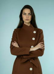 Elegante Single-Breasted Mantel met Opstaande Kraag