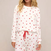 Pyjamaset met veterprint met lange mouwen en lange broek voor loungewear