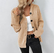 Ins Single-breasted Hooded Sweater Dames Effen Kleur Vest