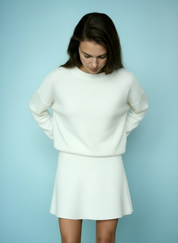 Dames Gebreide Set – Trui & Mini Rok met Hoge Taille