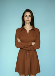 Dames Jumpsuit met Lange Mouwen & Knopen – Shirt Dress Look