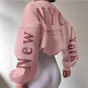 Losse trui met ronde hals met letterprint