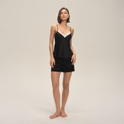 Modieuze casual pyjama met kant, zomers comfortabel hemd en shorts