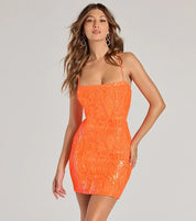 Modieuze en sexy oranje bodycon minirok met pailletten voor dames