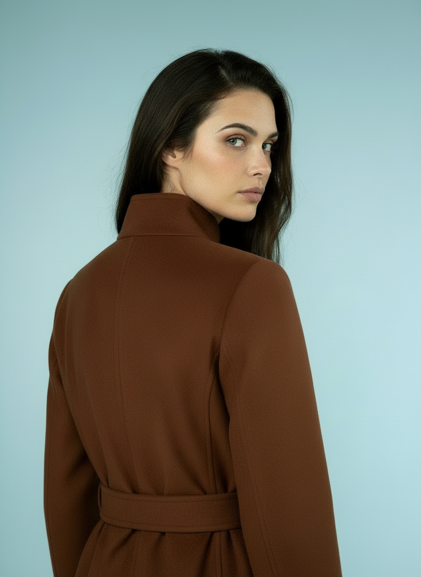 Elegante Single-Breasted Mantel met Opstaande Kraag