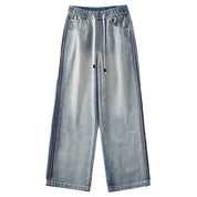 Jeans met elastische taille met rimpelontwerp aan de zijkant