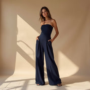 Elegante Strapless Jumpsuit met Korset Look