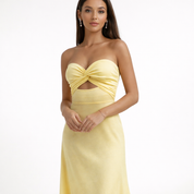 Off Shoulder Gele Maxi Jurk – Elegant & Luchtig