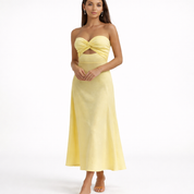 Off Shoulder Gele Maxi Jurk – Elegant & Luchtig