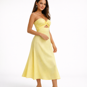 Off Shoulder Gele Maxi Jurk – Elegant & Luchtig