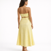 Off Shoulder Gele Maxi Jurk – Elegant & Luchtig