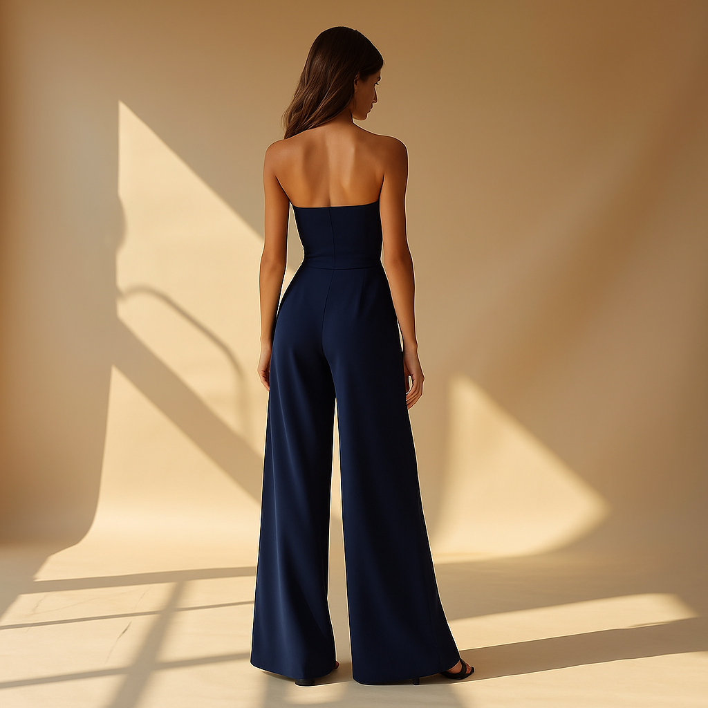 Elegante Strapless Jumpsuit met Korset Look