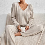 Comfortabele Tweedelig Loungewear Set Dames - Jogging Ribstof
