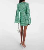 Glitter Mini Jurk - V-hals & Wijde Mouwen