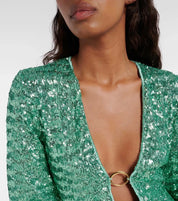 Glitter Mini Jurk - V-hals & Wijde Mouwen