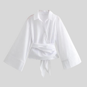 Stijlvolle Katoenen Damestop Met Strikceintuur