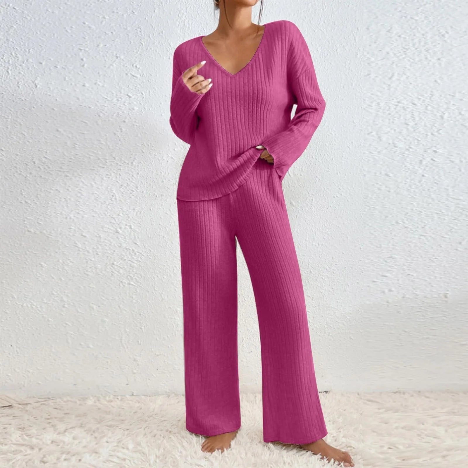 Comfortabele Tweedelig Loungewear Set Dames - Jogging Ribstof