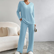 Comfortabele Tweedelig Loungewear Set Dames - Jogging Ribstof