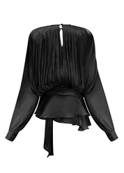 Zwarte Geplisseerde Mini jurk met Parelknopen