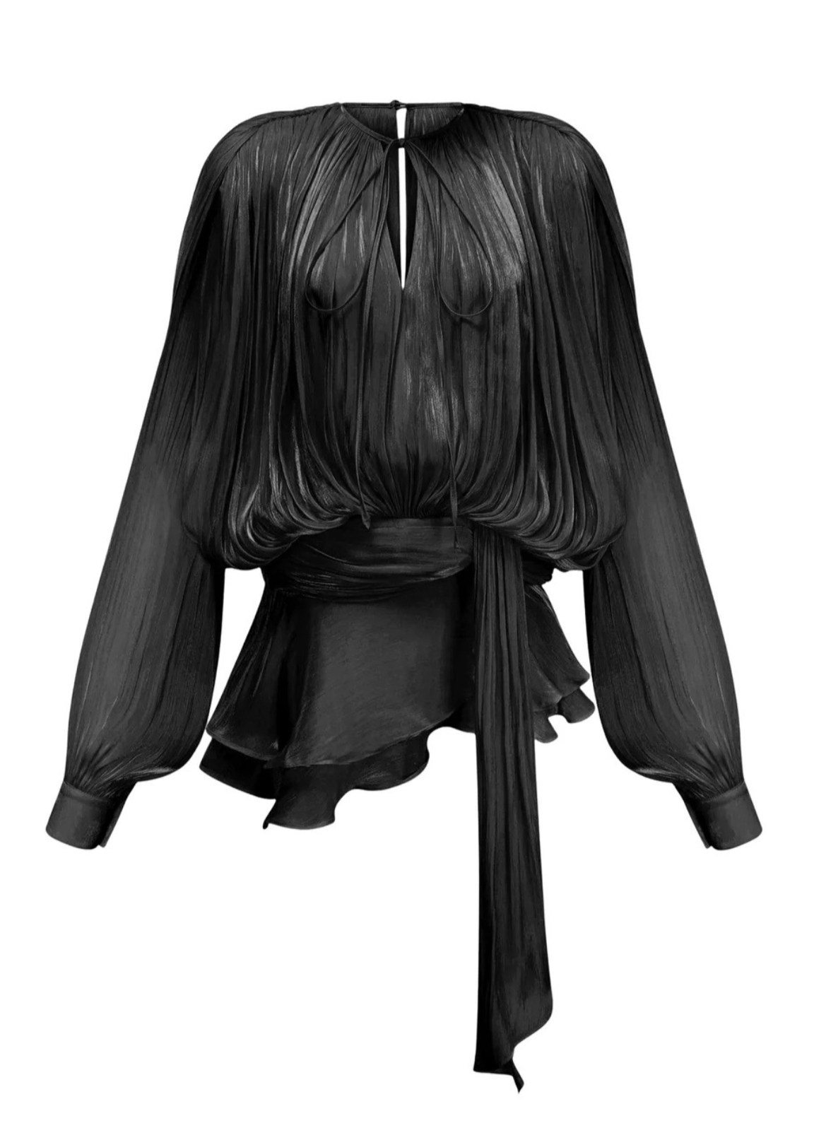 Zwarte Geplisseerde Mini jurk met Parelknopen