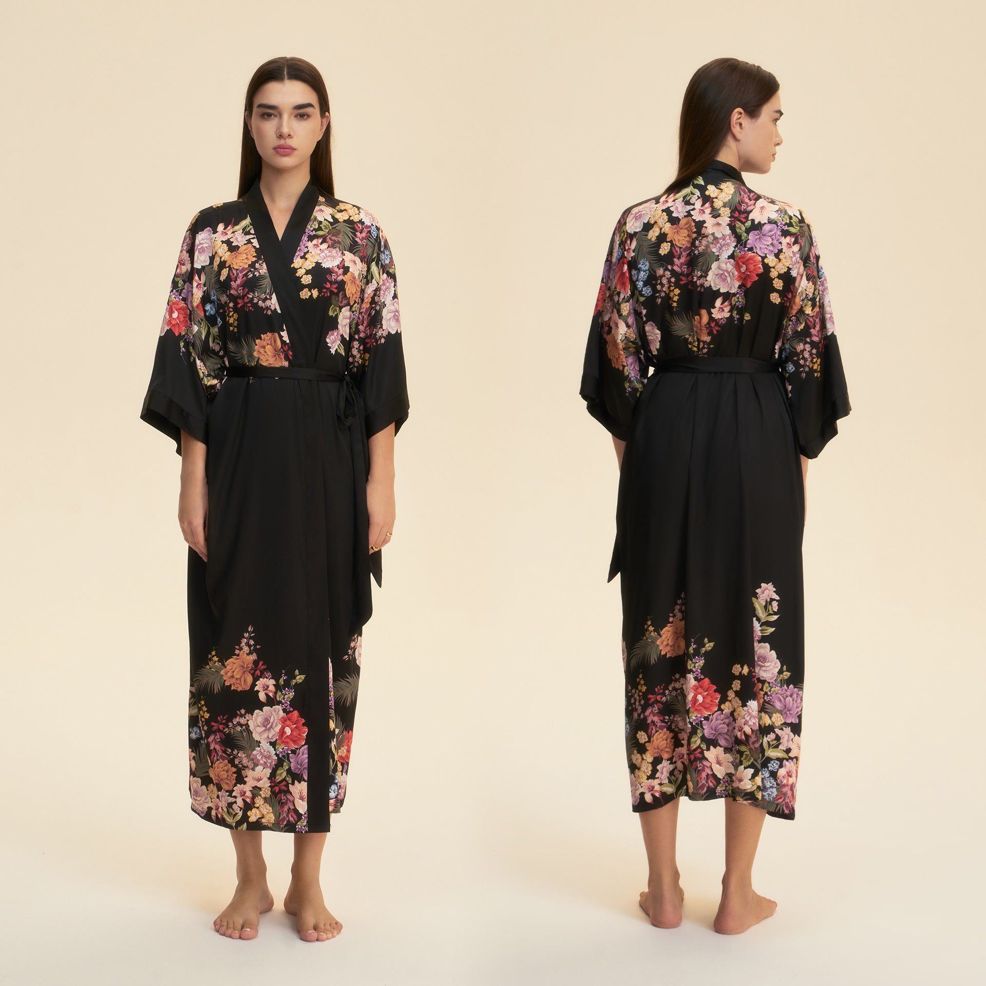 Nieuwe satijnen plus size pyjama voor dames lichtgewicht loungewear gewaad