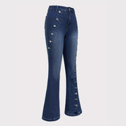 Modieuze slanke, effen kleur blauwe jeans