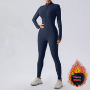 Met fleece gevoerde yoga-jumpsuit met lange mouwen