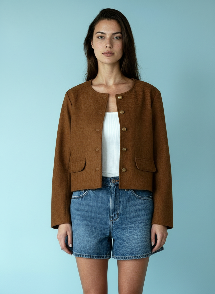 Minimalistisch Kort Jasje met Knopen