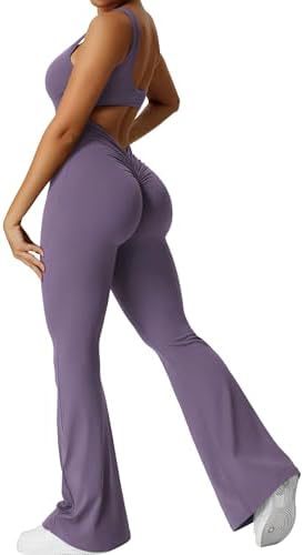 Dames mouwloze flare jumpsuits fitness yoga lange broek
