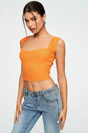 Crop Top Sweetheart Effen Geribbeld Mouwloos