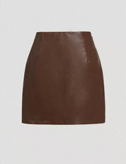 Faux Leren Minirok met Gouden Knopen