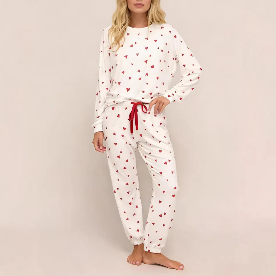 Pyjamaset met veterprint met lange mouwen en lange broek voor loungewear