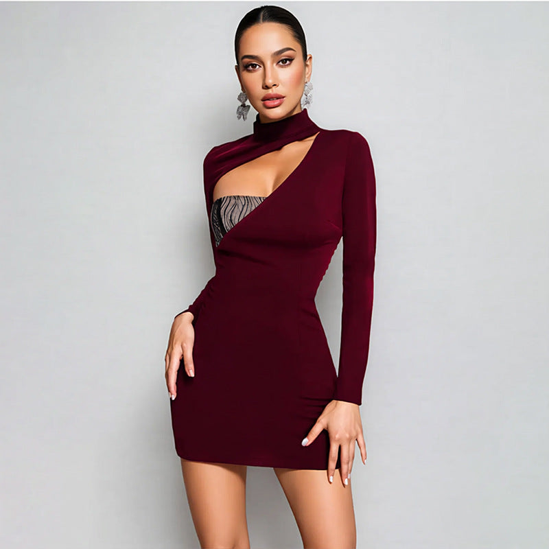 Bodycon-jurk Voor Dames Met Verfraaide Uitgeholde Panelen En Gesplitste Details