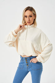Losse casual sweatshirt met halve rits voor dames