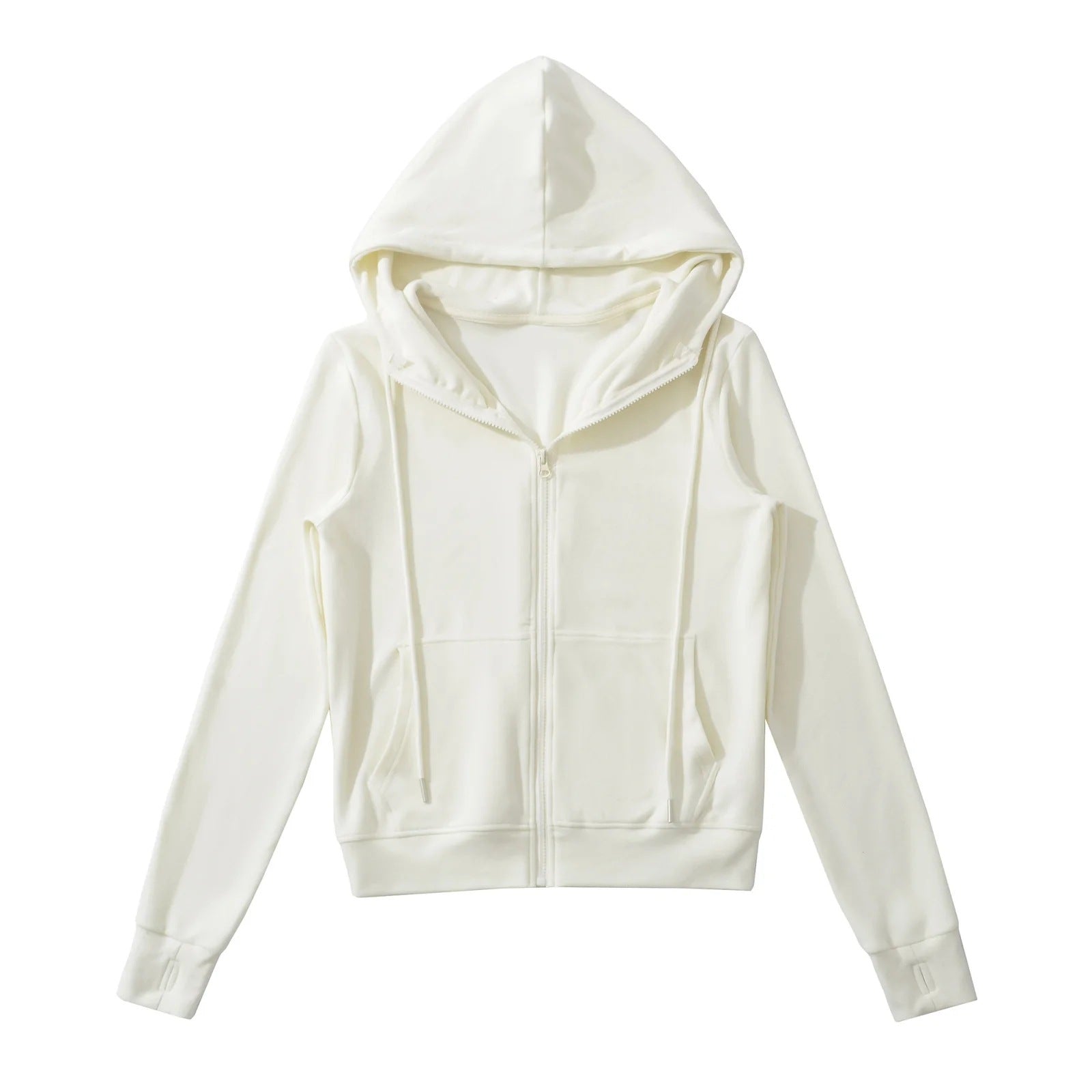 Fleece-Lined Zip Hoodie met Drawstring