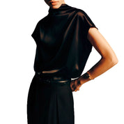 Stijlvolle minimalistische losvallende casual mouwloze top voor dames